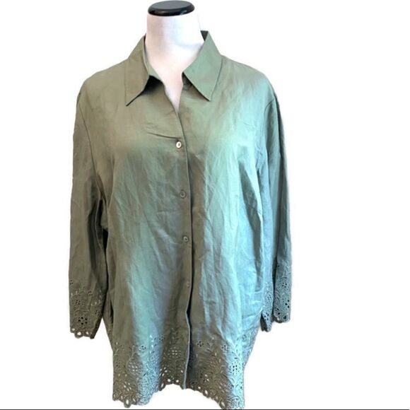 Appraisal Plus Sage Green Button Down Sz 20 - Picture 1 of 7